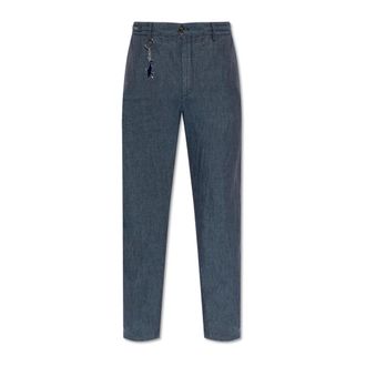 Paul & Shark Paul & Shark, Straight Trousers, male, Blue, Size: L Linen Chino Pants with Drawstring