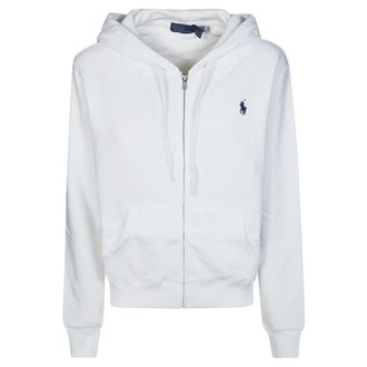 Polo Ralph Lauren Hoodies & sweatvesten, Dames, Wit, L, Felpa Full Zip Cappuccio Garzata