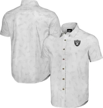 NFL Mens NFL x Darius Rucker Collection by Fanatics White Las Vegas Raiders Woven Short Sleeve Button Up Shirt at Nordstrom, Size Small