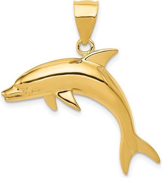 Diamond2Deal 14k Yellow Gold Dolphin Pendant