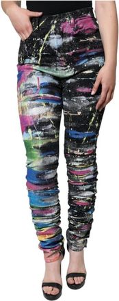 Dolce & Gabbana Multicolor Splatter Paint Skinny Denim Jeans - Dames - Skinny Jeans - Veelkleurig - L - Denim - Jeans