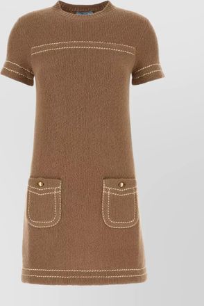 Prada cashmere mini dress with button accents