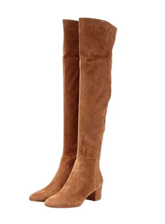 Generic Womens Suede High Heel Long Boots Round Toe Vintage Over-The-Knee Boots