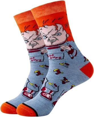 Generic Unisex 1 Pair TV Cinema Scary Horror Characters Novelty Socks One Size UK 6-10 EU 40-45 (UK, Numeric, 6, 10, Regular, Regular, Chucky Doll)