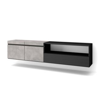 Skraut Home Skraut Home - Mueble Tv, Televisi&oacute;n, Muebles De Sal&oacute;n, Almacenaje, 200x45x35cm, Para Tv Hasta 80, Colgado, Suspendido, Estilo Moderno, Gris Cemento