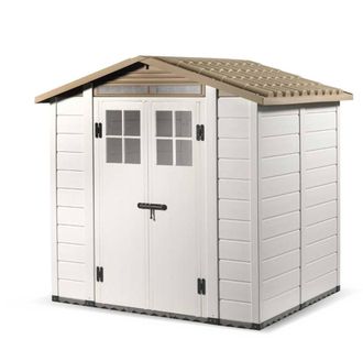 Shires Tuscany Evo 66x54 200 Apex Plastic Shed Double Door with 2 Windows in White