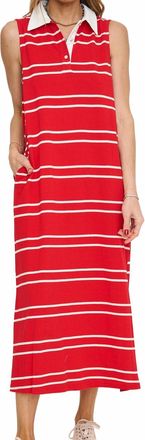 Entro Collared Striped Midi Dress