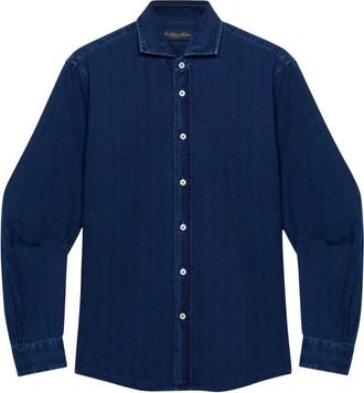 Brooks Brothers Slim Fit Denim Shirt met Spread Collar - Heren - Spijkeroverhemden - Blauw - L - Denim - Overhemden