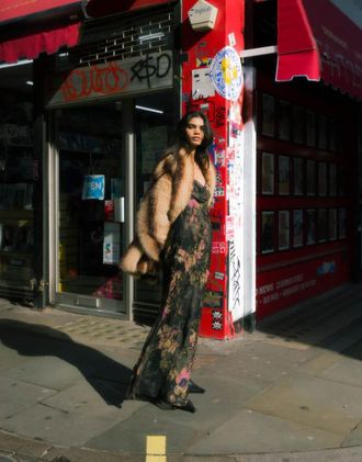 Topshop double layered maxi slip dress with flare hem in floral print-Multi