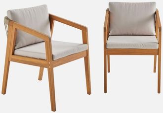 Sweeek Sill&oacute;n De Jard&iacute;n De Madera De Acacia Con Cuerdas, Set De 2