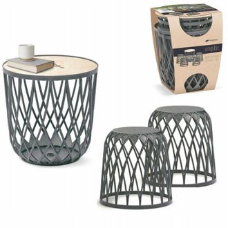 Prosperplast Set Salottino Multifunzione Sedie e Tavolini Contenitore Impilabile Uniqubo 2+1 iku bs Prosperplast