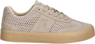 Trussardi Gevulcaniseerde Mesh en Leren Trainer - Dames - Sneakers - Beige - 41 EU - Katoen - Schoenen
