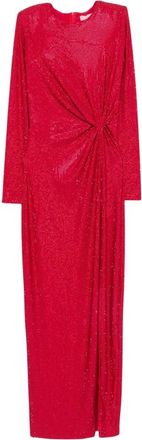 Twentyfourhaitch Vestido Largo con Detalle Retorcido y Adorno de Cristal - Dresses - Mujer - Rojo - 3XL