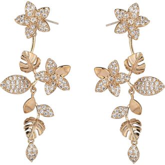 Eye Candy Los Angeles Noah CZ Floral Drop Earrings in Gold at Nordstrom Rack