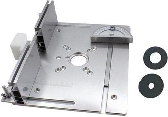 OEM Placa De Inserci&oacute;n Mesa Fresadora, Aleaci&oacute;n Aluminio, Madera, Bancos Carpinter&iacute;a Sierras Mesa. 3 Piezas (1 Placa + 2 Accesorios), Color Plata