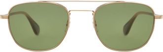 Garrett Leight CLUBHOUSE II SUN G-SPBRNSH/GRN Mens Sunglasses Gold Size 51