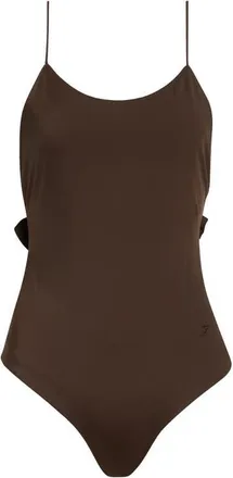 Jacquemus The Cabana Ruffle One-Piece Swimsuit in Brown at Nordstrom, Size Xx-Large