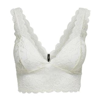 Only Only, Tops, Dames, Wit, L, Polyester, Witte V-hals Mouwloze Kant Top