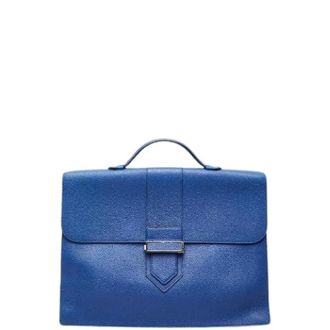 Delvaux Pre-owned Handbags, male, Blue, Size: ONE SIZE Pre-owned Cartable Press Leather Briefcase