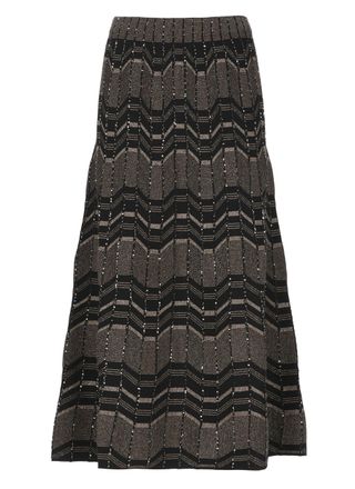 D.exterior Black Geometric Lurex Sequined Midi Skirt
