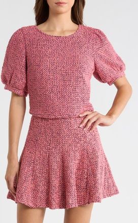 Sugarlips Crop Tweed Top in Coral-Mul at Nordstrom, Size X-Large