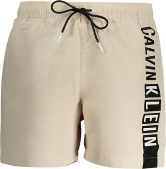 Calvin Klein Beachwear, male, Beige, Size: S Beige Mens Swim Boxer with Slip
