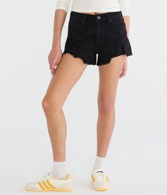 A&eacute;ropostale Vintage High-Rise Denim Shorty Shorts
