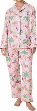 The Cats Pajamas Flannel 2 Piece California Christmas Pajama Set In Pink