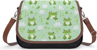 Generic Green Frog Pattern Womens Crossbody Bag Fashion Shoulder Handbags Message Tote Bag with Adjustable Strap