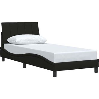 vidaXL Estructura De Cama Sin Colch&oacute;n Tela Negro 90x190 Cm Vidaxl