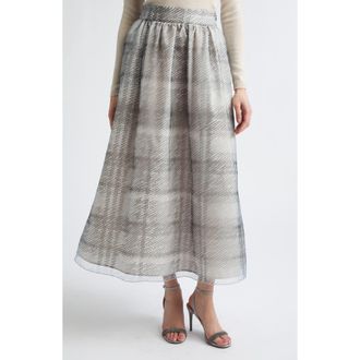 Eleventy Plaid Print Skirt in 178 Dark Jade at Nordstrom, Size 42