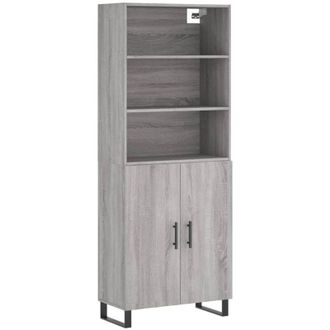 vidaXL Vidaxl - Aparador Alto Madera Contrachapada Gris Sonoma 69,5x34x180 Cm