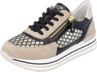 Remonte Plateausneaker REMONTE, Damen, Gr. 36, beige (hellbeige, schwarz), Lederimitat, Textil, kontrastfarbene Details, Schuhe Plateausneaker, Freiezitschuh,