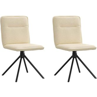 vidaXL Sillas De Comedor 2 Unidades Tela Color Crema Vidaxl