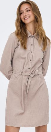 Only Cordkleid ONLY ONLNESSA L/S CORD DRESS CC PNT, Damen, Gr. XS, N-Gr, string, Obermaterial: 100% Baumwolle, unifarben, regular fit, Kleider Cordkleid
