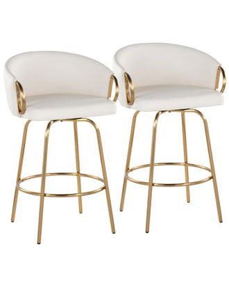 LumiSource LumiSource Set of 2 Claire 26in Contemporary/Glam Fixed-Height Counter Swivel Stools with Footrest