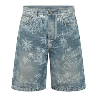 Amiri Chateau Palms Denim Short - Heren - Denim shorts - Blauw - W33 - Denim - Korte Broeken