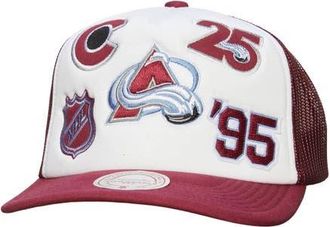Mitchell & Ness Mens Mitchell & Ness White/Burgundy Colorado Avalanche Gridlock Trucker Adjustable Hat at Nordstrom