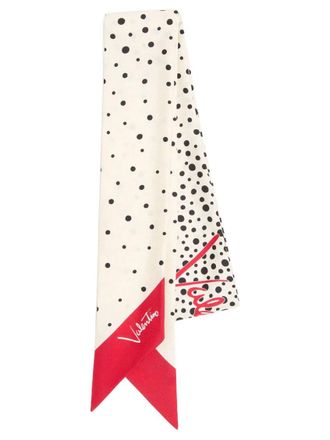 Valentino Garavani Vanilla Logo Polka Dots Bandana Scarves
