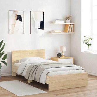vidaXL Vidaxl - Estructura Cama Con Cabecero Sin Colch&oacute;n Roble Sonoma 100x200cm