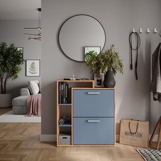 Vicco Volquete Zapatero Orlando, Goldkraft Roble/azul, 80 X 90 Cm