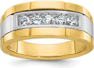 Diamond2Deal 14k Two-tone Lab Grown Diamond 5-Stone Band Ring 1/2Ct Clarity- VS Color- G-H