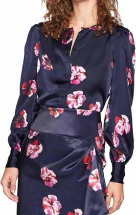 Joie Hibiscus Floral Print Satin Blouse In Multicolor