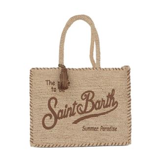 MC2 Saint Barth Tote Bags, female, Beige, Size: ONE SIZE Vanity Border Shoulder Bag