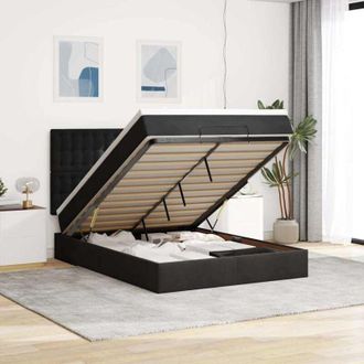 vidaXL Vidaxl - Estructura Cama Otomana Colchones Terciopelo Negro 140x200cm