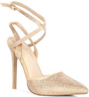Rag & Co. Charmer Rhinestone Stiletto Pump in Champagne at Nordstrom Rack, Size 10