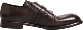 Dolce & Gabbana Brown Leather Monk Strap Formal Derby Mens Shoes