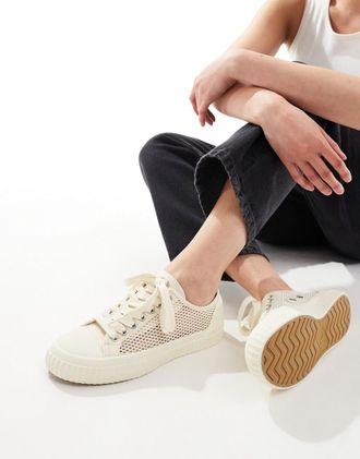 Fred Perry Hughes - Sneakers in rete color &eacute;cru-Neutro