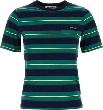 Miu Miu T-shirt a righe - Verde