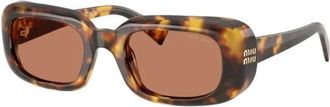 Miu Miu Rechthoekige Acetaat Zonnebril - Dames - Zonnebrillen - Bruin - 52 MM - Accessoires